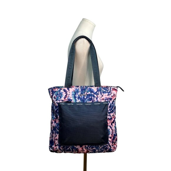 Calvin Klein Multi-Color Floral Print With Adjustable Straps Tote Bag Size M - Picture 2 of 13